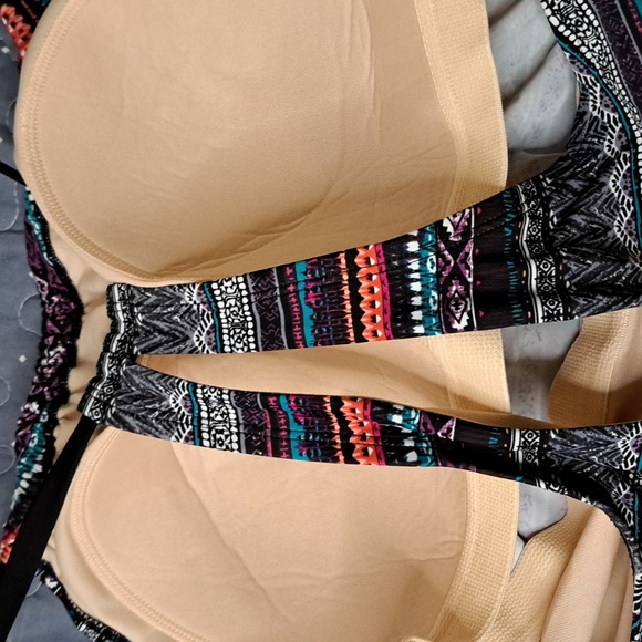 Multicolor Patterned Women's Swim Top - Picture 3 of 4